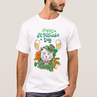 Happy St. Patrick's Day- Cat  T-Shirt