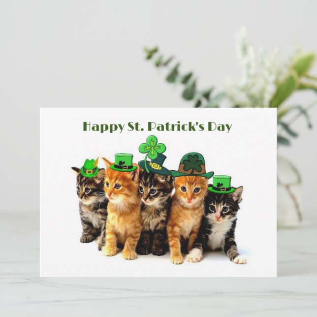 Happy St. Patrick's day cats flat greeting card (Standing Front)