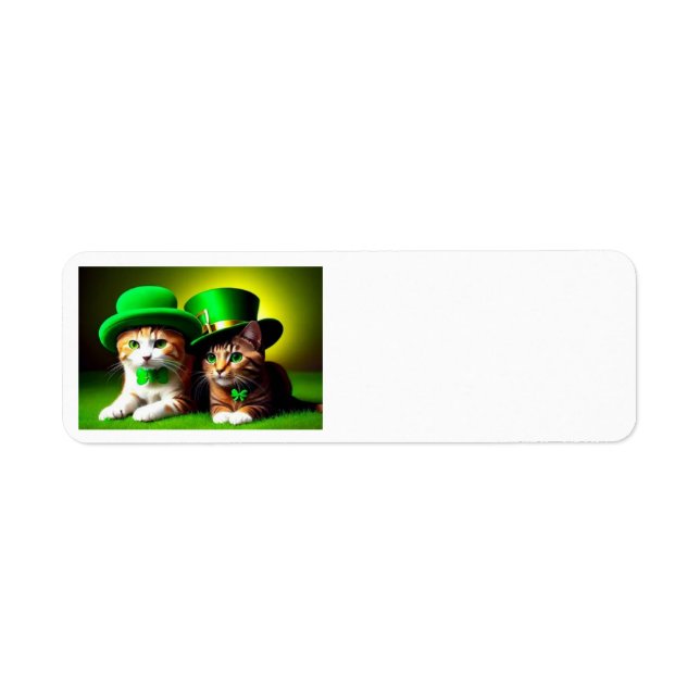 Happy St. Patrick's Day Cats Return Address Label (Front)