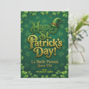 Happy St. Patricks Day Celtic Irish Leprechaun Hat Holiday Card
