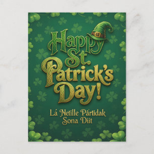Happy St. Patricks Day Celtic Irish Leprechaun Hat Holiday Postcard
