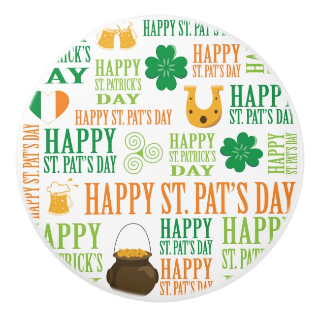 Happy St. Patrick's Day Ceramic Knob (Front)