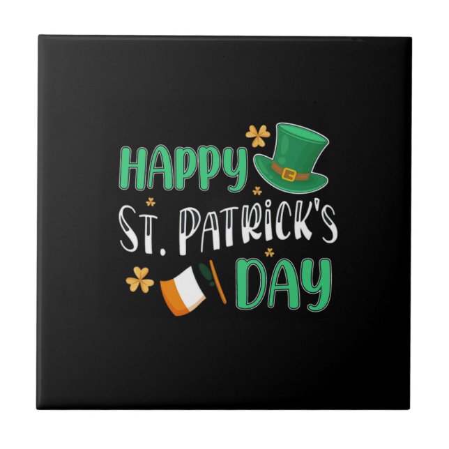 happy st patrick's day ceramic tile (Front)