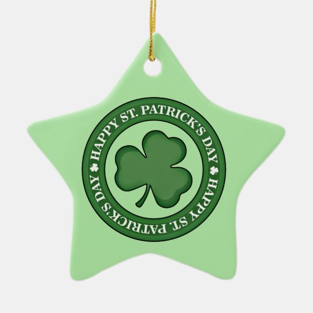 Happy St. Patricks Day Ceramic Tree Decoration (Front)