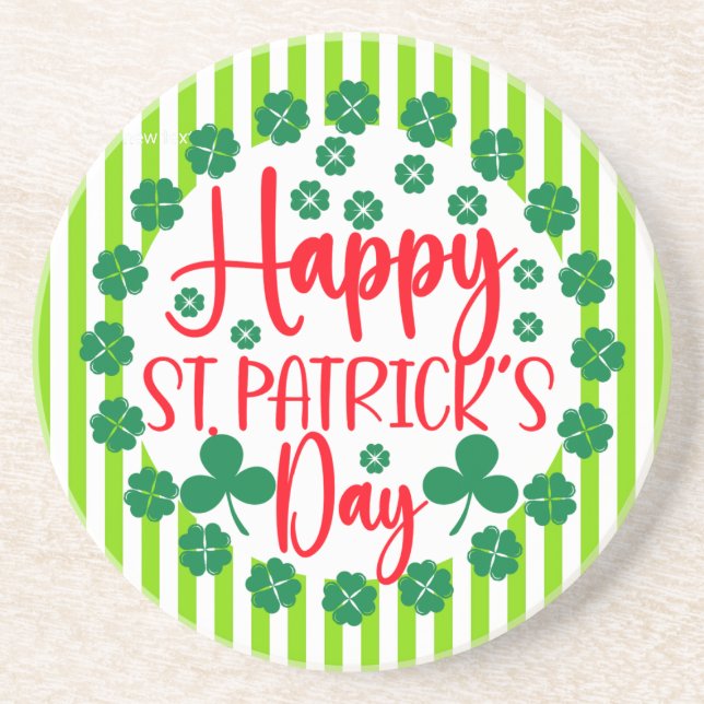Happy St. Patrick's Day Circle Design-63502 Coaster (Front)