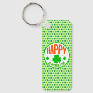 Happy St. Patrick's Day Circle Design Key Ring