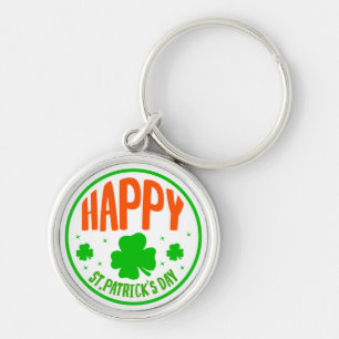 Happy St. Patrick's Day Circle Design Key Ring