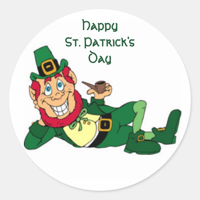 Happy St. Patrick's Day Classic Round Sticker (Front)