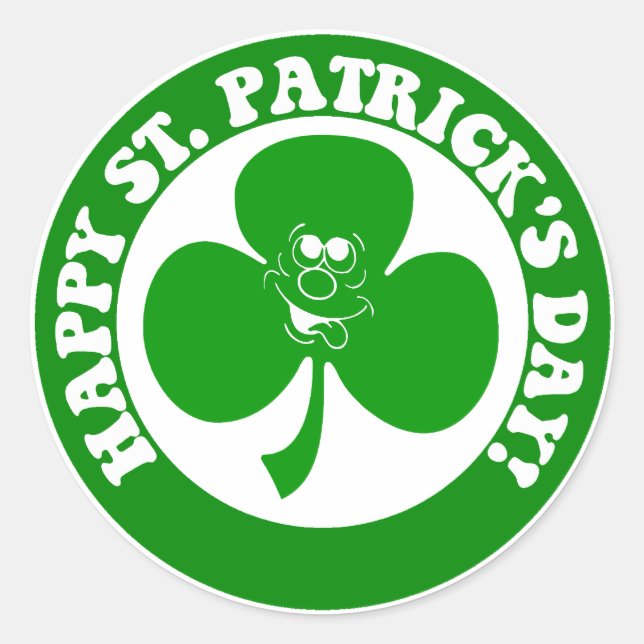 HAPPY ST PATRICK'S DAY CLASSIC ROUND STICKER (Front)