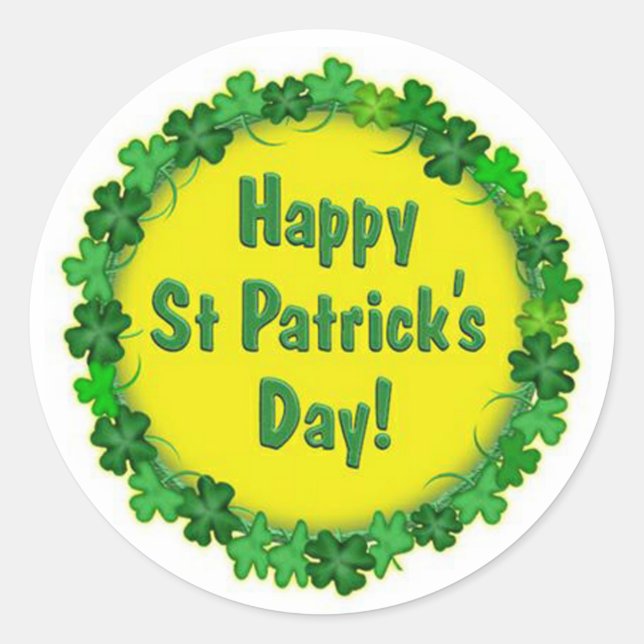 Happy St Patrick's Day Classic Round Sticker (Front)
