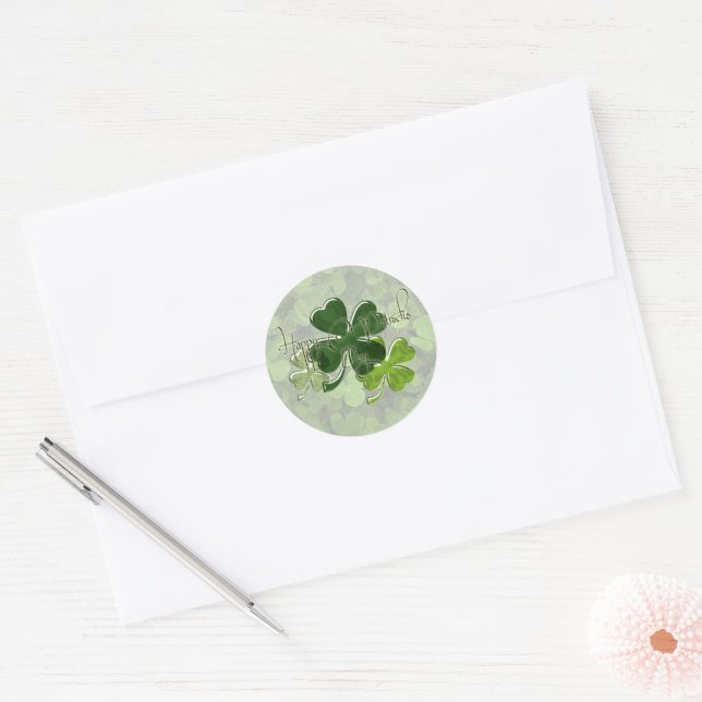 Happy St. Patrick's Day Classic Round Sticker (Envelope)