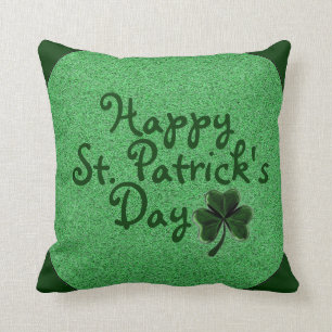 Happy St. Patrick's Day Clover Decorative Pillow