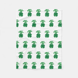 Happy St. Patrick's Day Clover Leaf Fleece Blanket