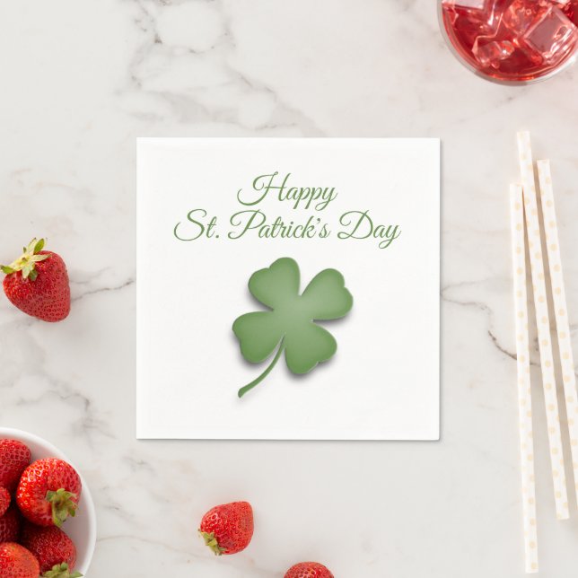 Happy St Patrick's Day Clover Napkin (Insitu)
