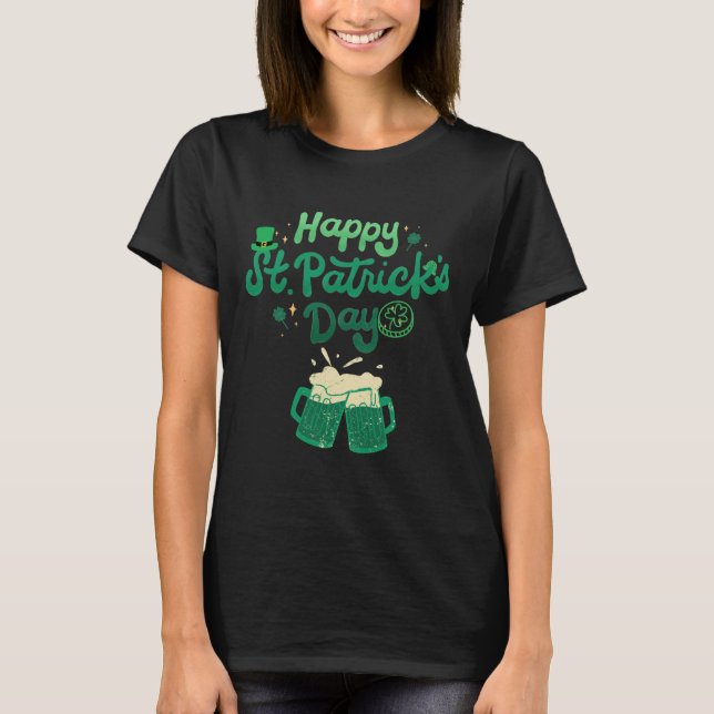 Happy St Patricks day Clover Shamrock Gift T-Shirt (Front)