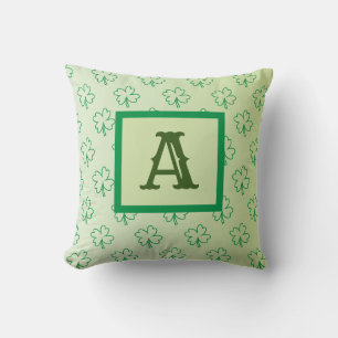 Happy St Patrick's day clover shamrock monogram Cushion