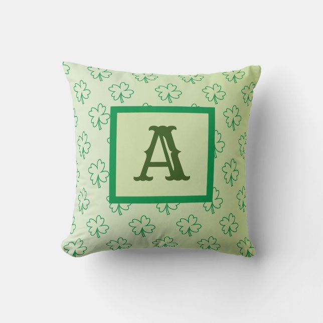 Happy St Patrick's day clover shamrock monogram Cushion (Front)
