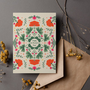 Happy St. Patrick's Day clovers and flowers Card