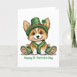 Happy St. Patrick's Day Corgi Dog Holiday Card