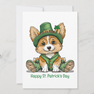 Happy St. Patrick's Day Corgi Dog Holiday Card
