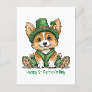 Happy St. Patrick's Day Corgi Dog Holiday Postcard