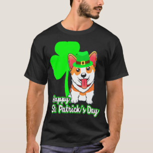 Happy St Patricks Day Corgi Owner Shamrock Feast T-Shirt