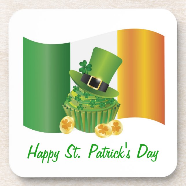 Happy St. Patrick's Day Cork Coaster (Front)