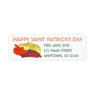 Happy St. Patrick's Day Corned Beef and Cabbage Return Address Label