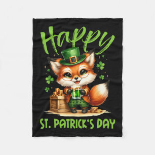 Happy St Patricks Day Costume Outfit Fox Irish Bee Fleece Blanket