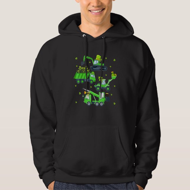 Happy St Patricks Day Crane Truck Construction Tod Hoodie (Front)