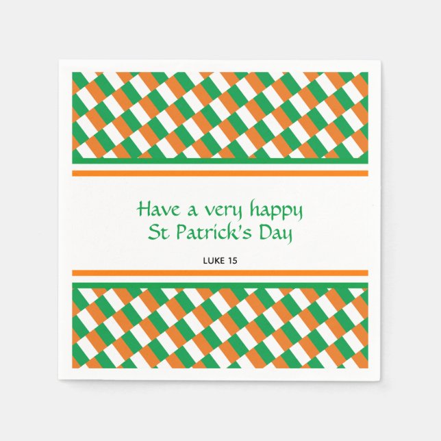 Happy St Patricks Day Custom Patriotic Irish Flag Napkin (Front)