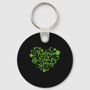 Happy St Patricks Day Cute Heart Shamrock St Patri Key Ring