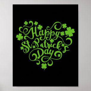 Happy St Patricks Day Cute Heart Shamrock St Patri Poster