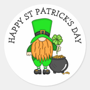Happy St Patrick's Day   Cute Leprechaun Classic Round Sticker