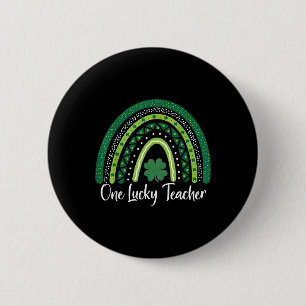 Happy St Patricks Day Cute One Lucky Teacher Rain 6 Cm Round Badge