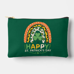 Happy St Patrick's Day Cute Rainbow Leopard Accessory Pouch