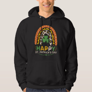 Happy St Patrick's Day Cute Rainbow Leopard Hoodie