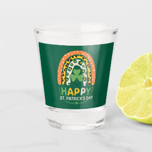Happy St Patrick's Day Cute Rainbow Leopard Shot Glass