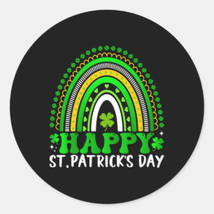 Happy St Patrick's Day Cute Rainbow St. Patricks D Classic Round Sticker