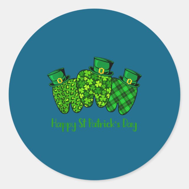 Happy St Patrick's Day Dental Istant Tooth Irish G Classic Round Sticker (Front)