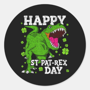Happy St Patricks Day Dinosaur T-rex Boys Toddler  Classic Round Sticker