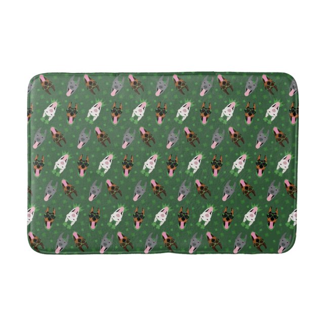 Happy St Patricks Day Dobermann Dogs Bath Mat (Front)