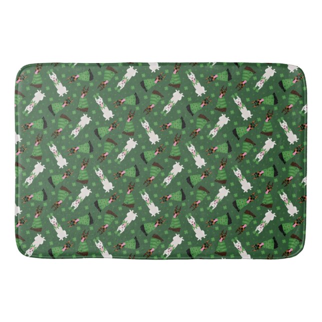 Happy St Patricks Day Dobermann Dogs Bath Mat (Front)