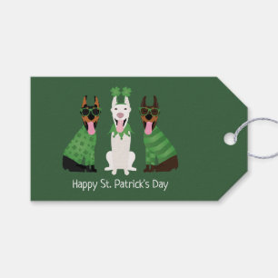 Happy St Patricks Day Dobermann Dogs Gift Tags