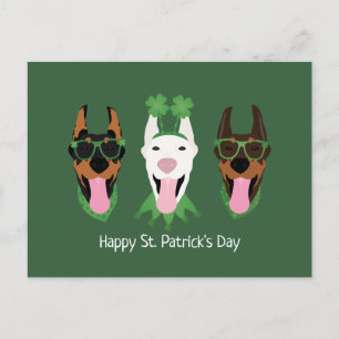 Happy St Patricks Day Dobermann Dogs Postcard