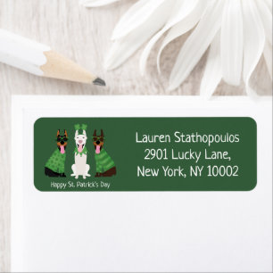 Happy St Patricks Day Dobermann Dogs Return Address Label