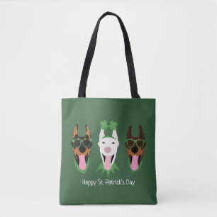 Happy St Patricks Day Dobermann Dogs Tote Bag