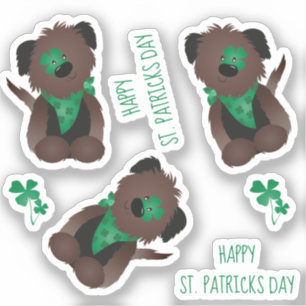 Happy St Patricks Day Dog Four Leaf Clover Green