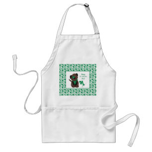 Happy St Patricks Day Dog Four Leaf Clover Green Standard Apron