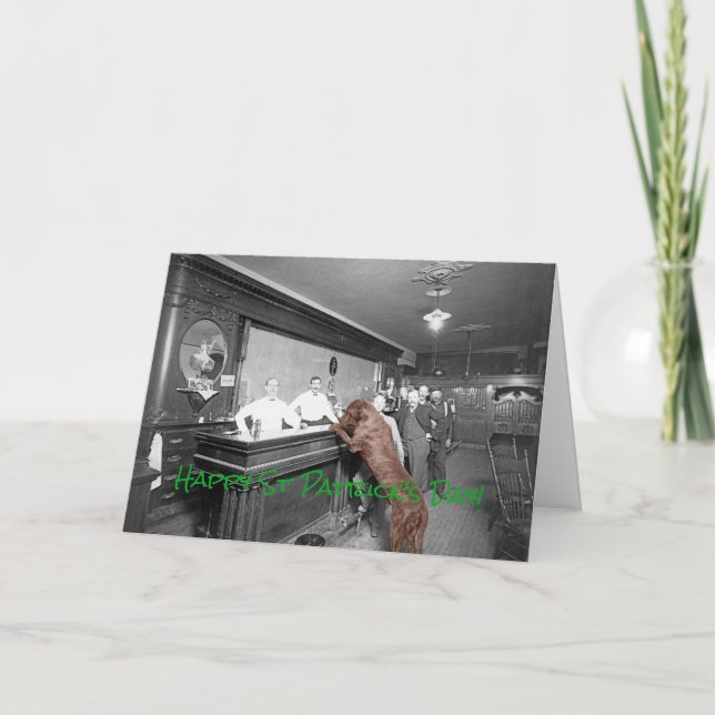 Happy St Patricks Day Dog Friendly Bar 1900 Photo Card (Front)